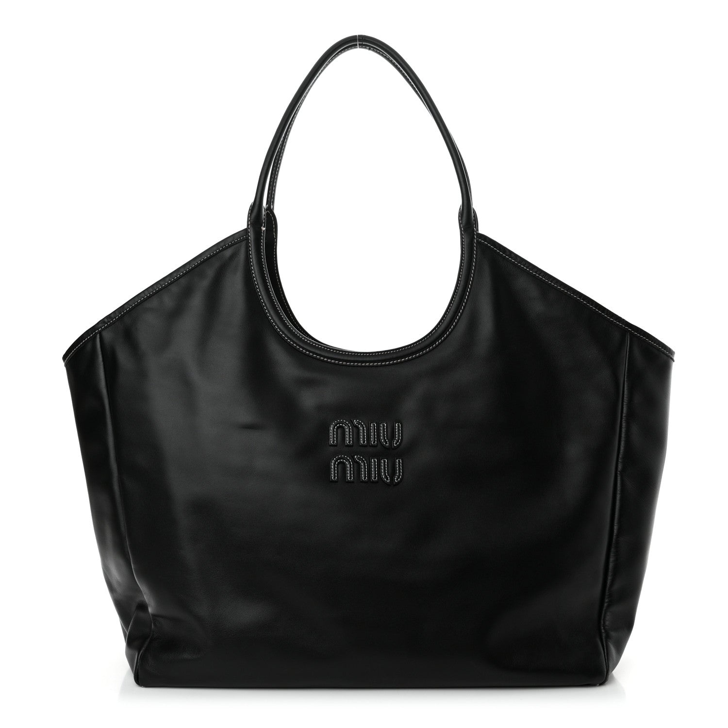 Miu Miu Nappa Large Ivy Tote Bag Black 1561999 – FASHIONPHILE