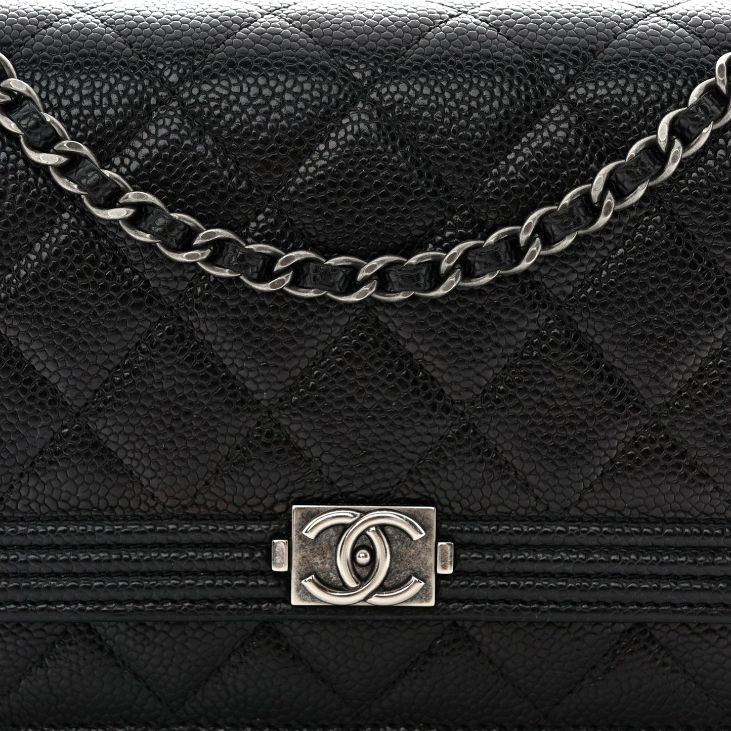 Caviar Quilted Boy Wallet On Chain WOC Black