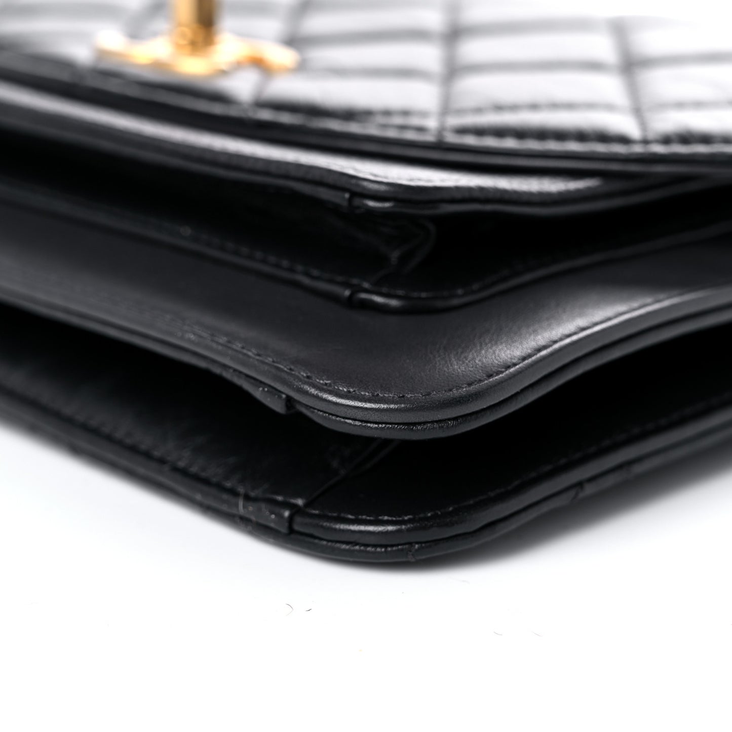 Calfskin Caviar Quilted Chain Handle Flap Black