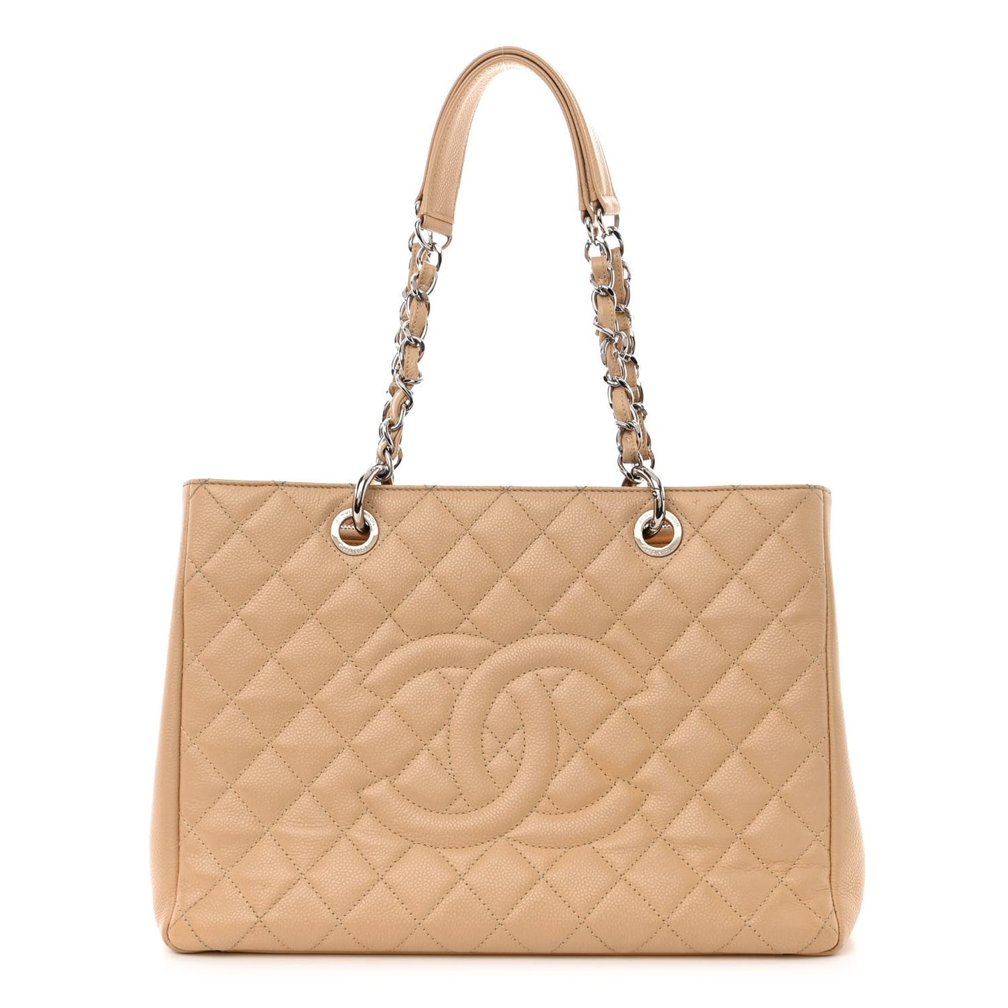 Caviar Quilted Grand Shopping Tote GST Beige