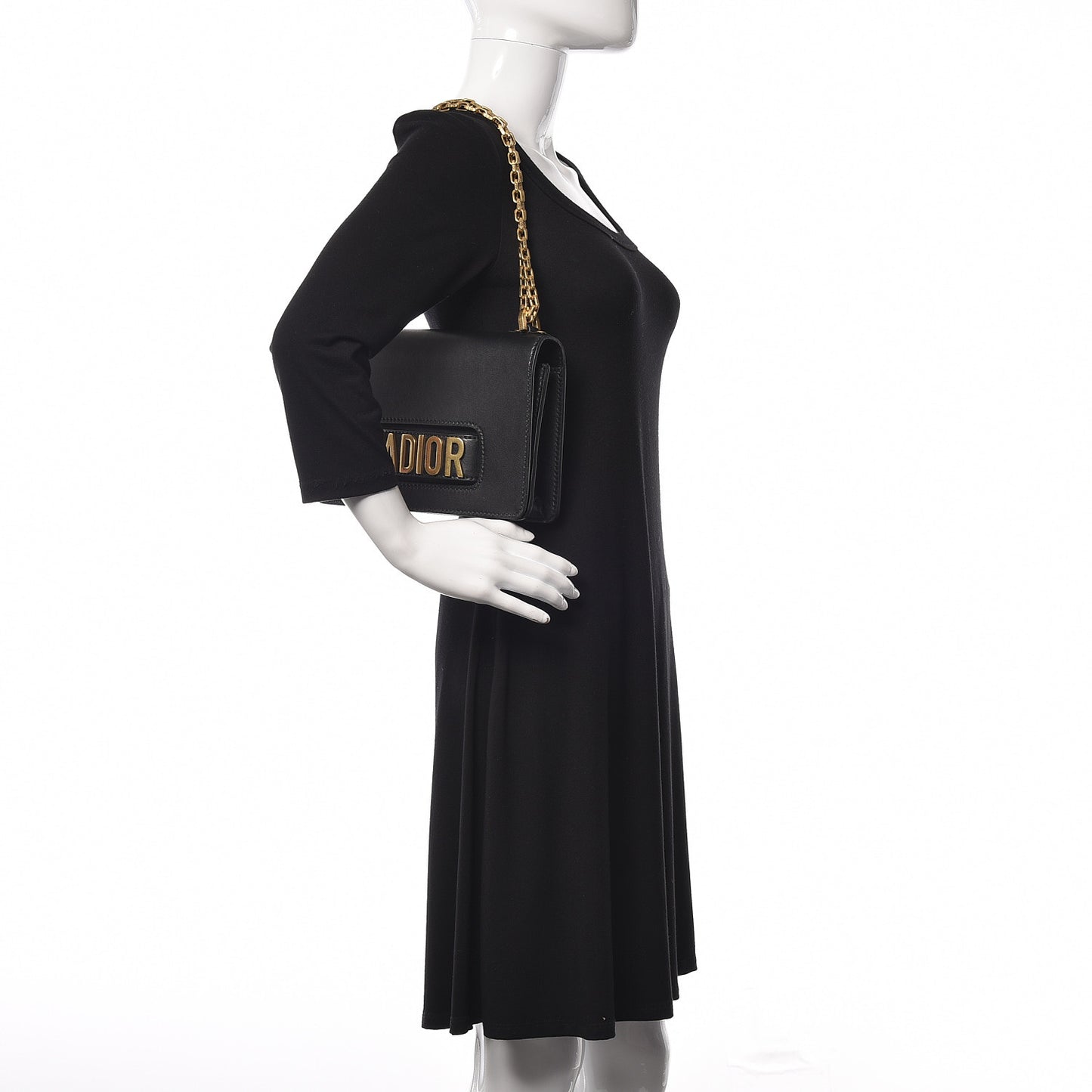 Calfskin J'Adior Chain Flap Bag Black