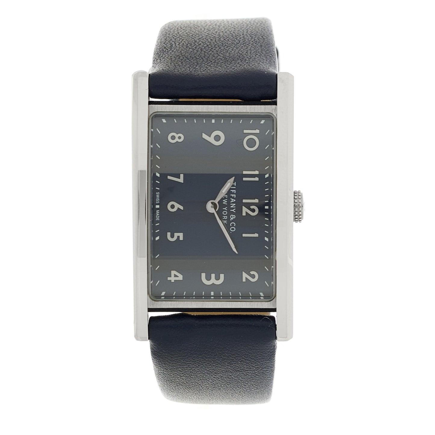 Stainless Steel Calfskin 22mm East West Quartz Watch Blue
