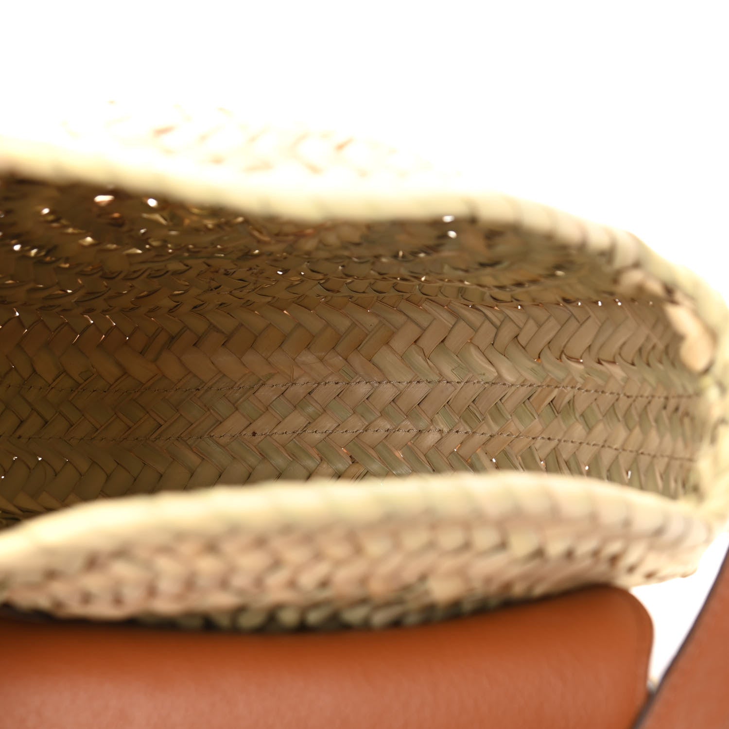 Chloe Raffia Small Grain Calfskin Small Marcie Basket Crossbody Tan 5 of 9