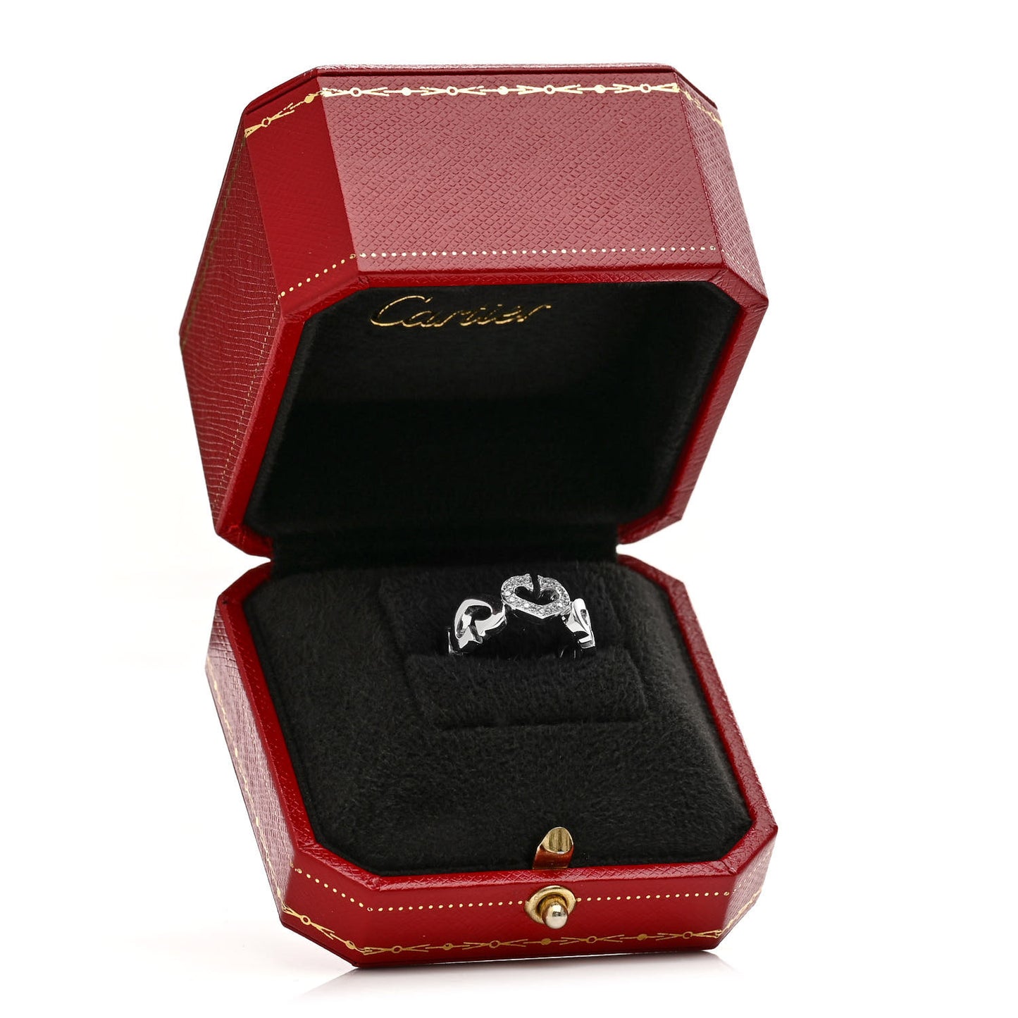 18K White Gold Diamond Hearts and Symbols Ring 49 4.75