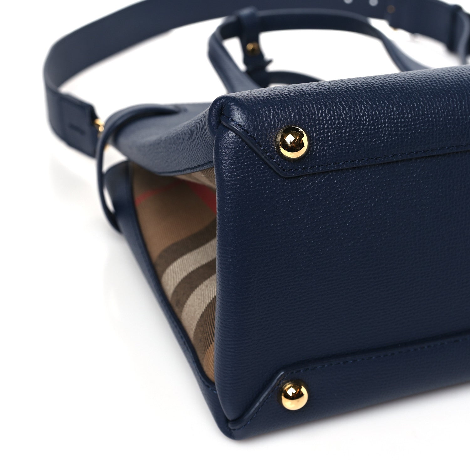 Burberry Derby Calfskin Vintage Check Medium Banner Tote Regency Blue 7 of 8