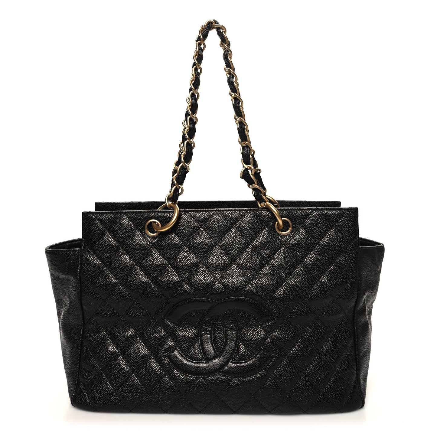 Caviar Quilted Grand Timeless Shopping Tote GTT Black