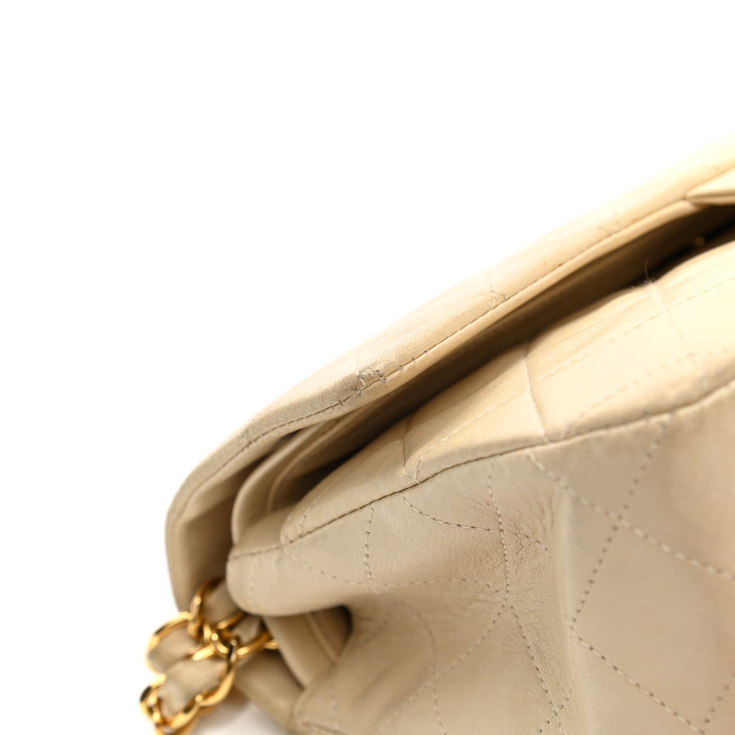 Lambskin Quilted Small Double Flap Beige