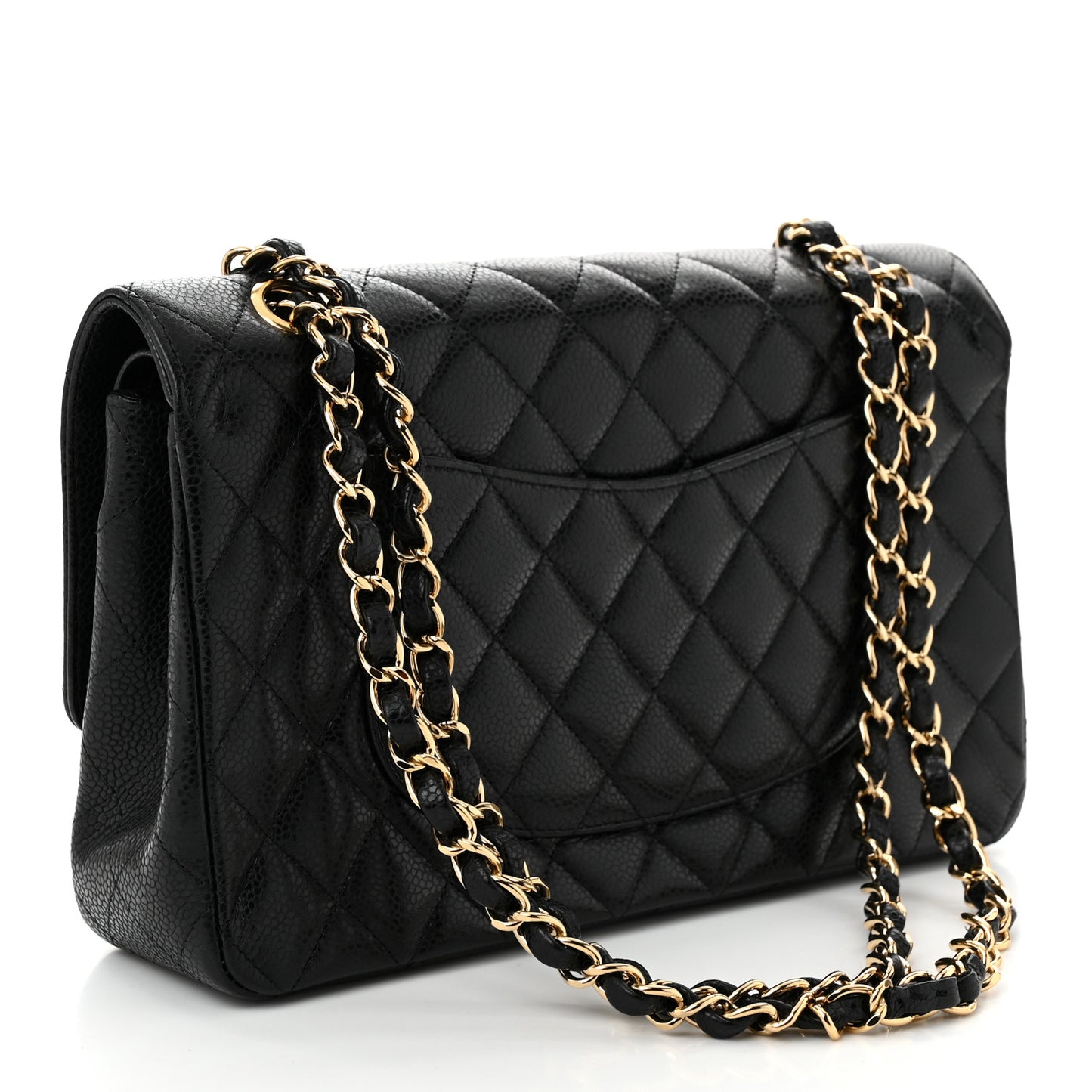 Caviar Quilted Medium Double Flap Black
