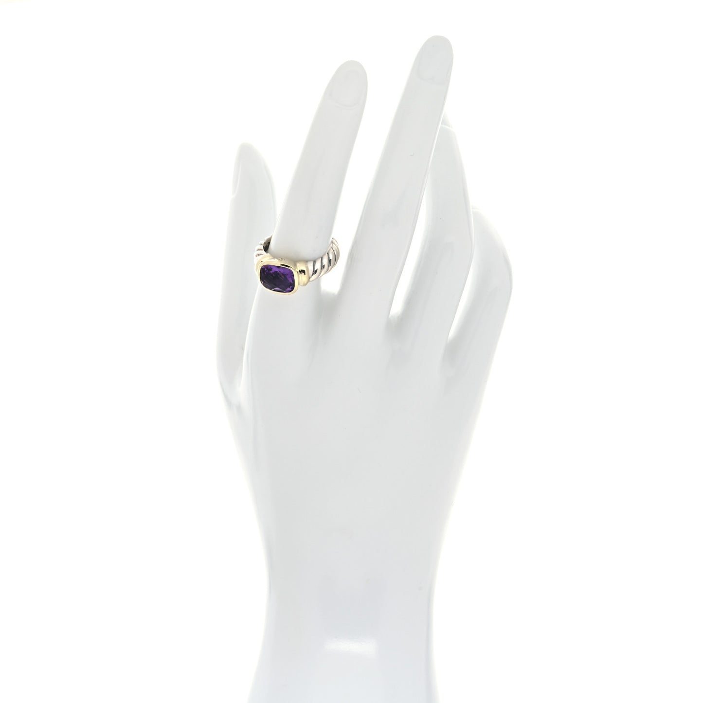 Sterling Silver 14K Yellow Gold Amethyst 10mm Noblesse Ring 57 8