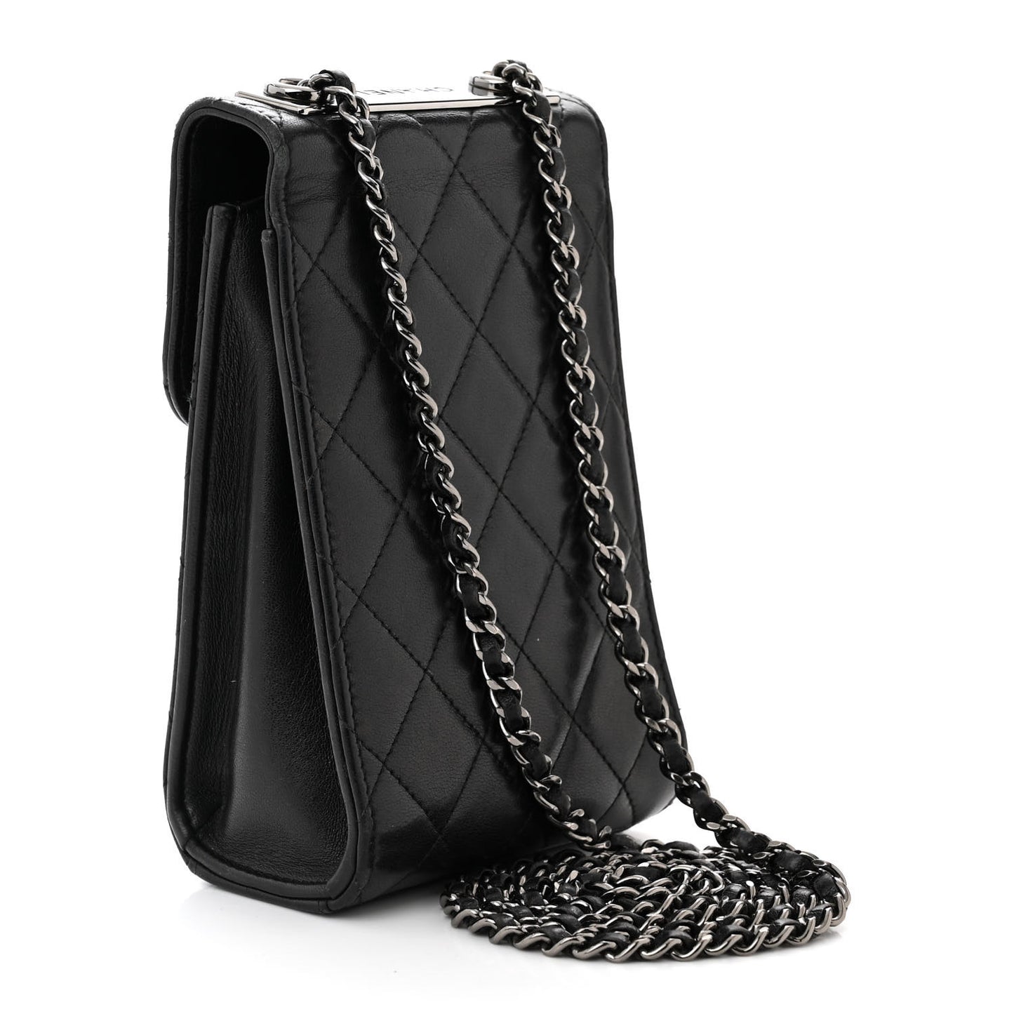 Lambskin Quilted Trendy CC Phone Holder Black