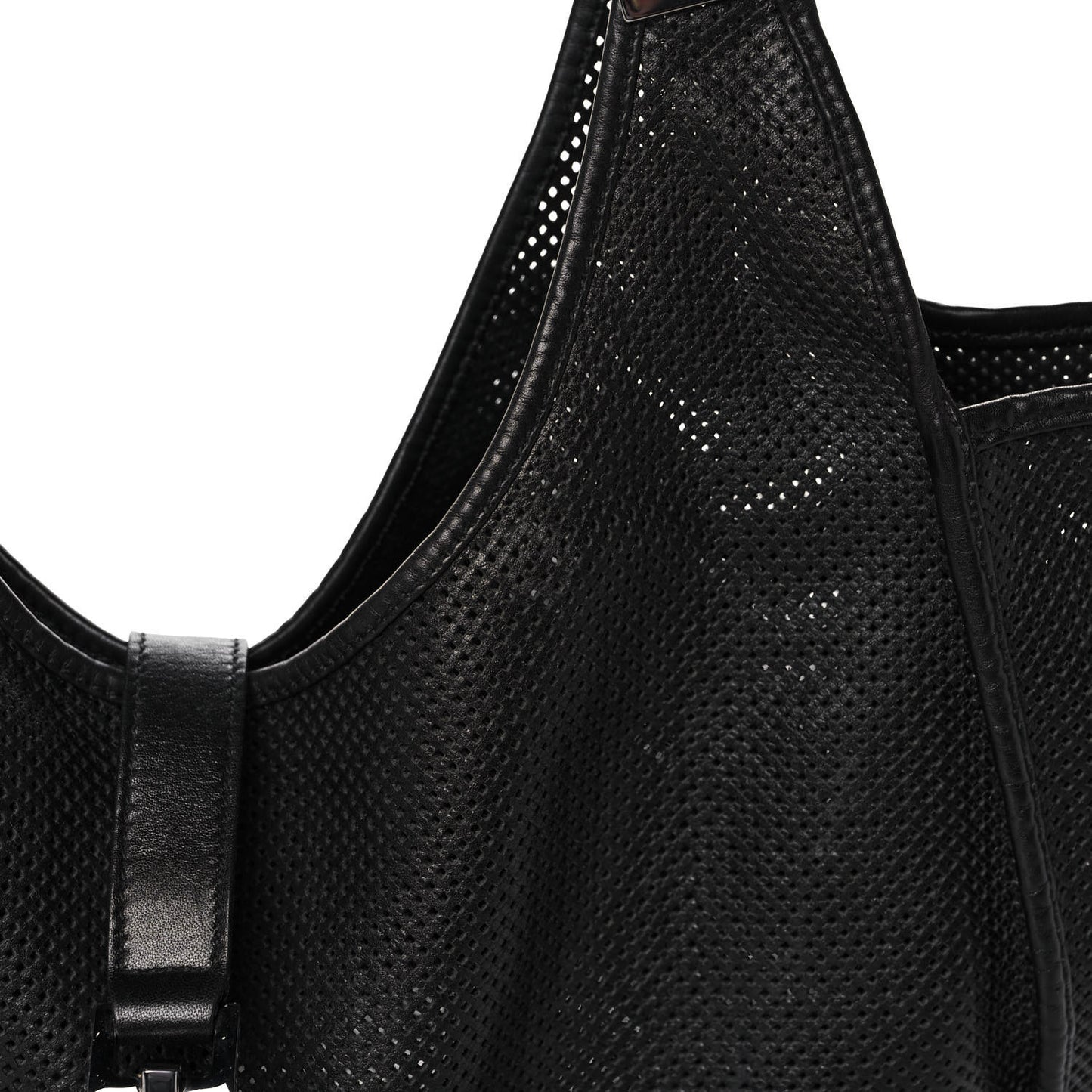 Perforated Calfskin Jackie O Hobo Black