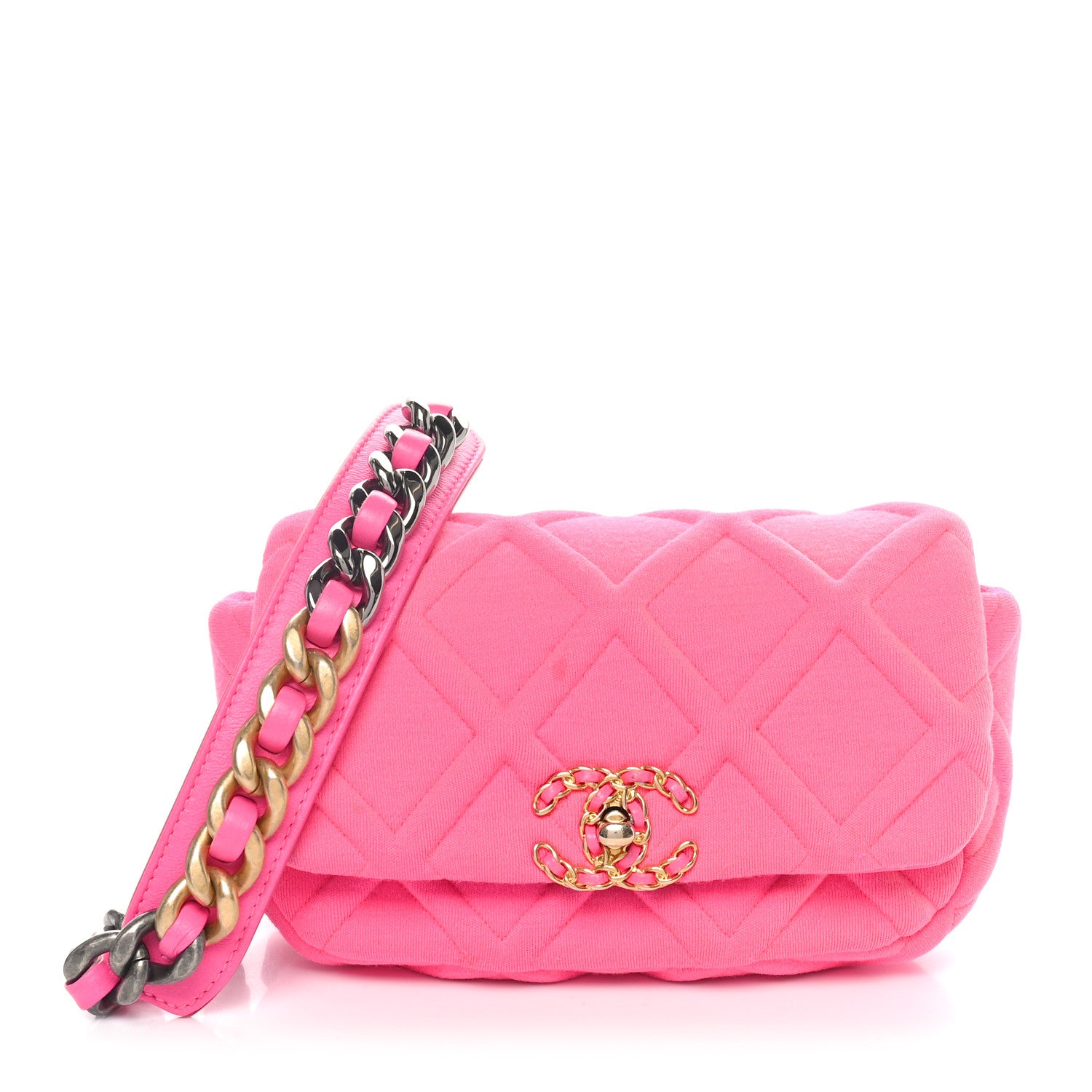 Chanel Jersey Quilted Chanel 19 Waist Bag Pink 1 of 10