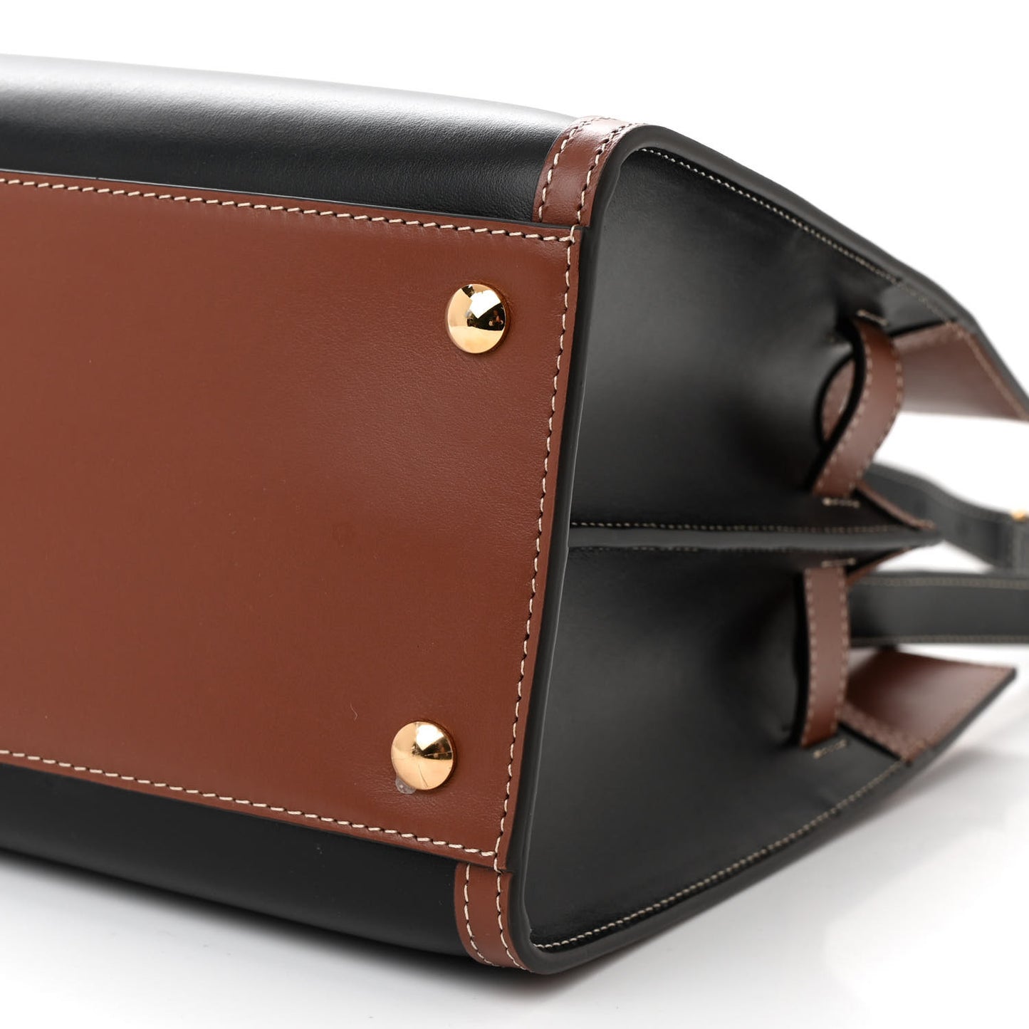 Calfskin Vintage Check Small Two Handle Title Bag Black