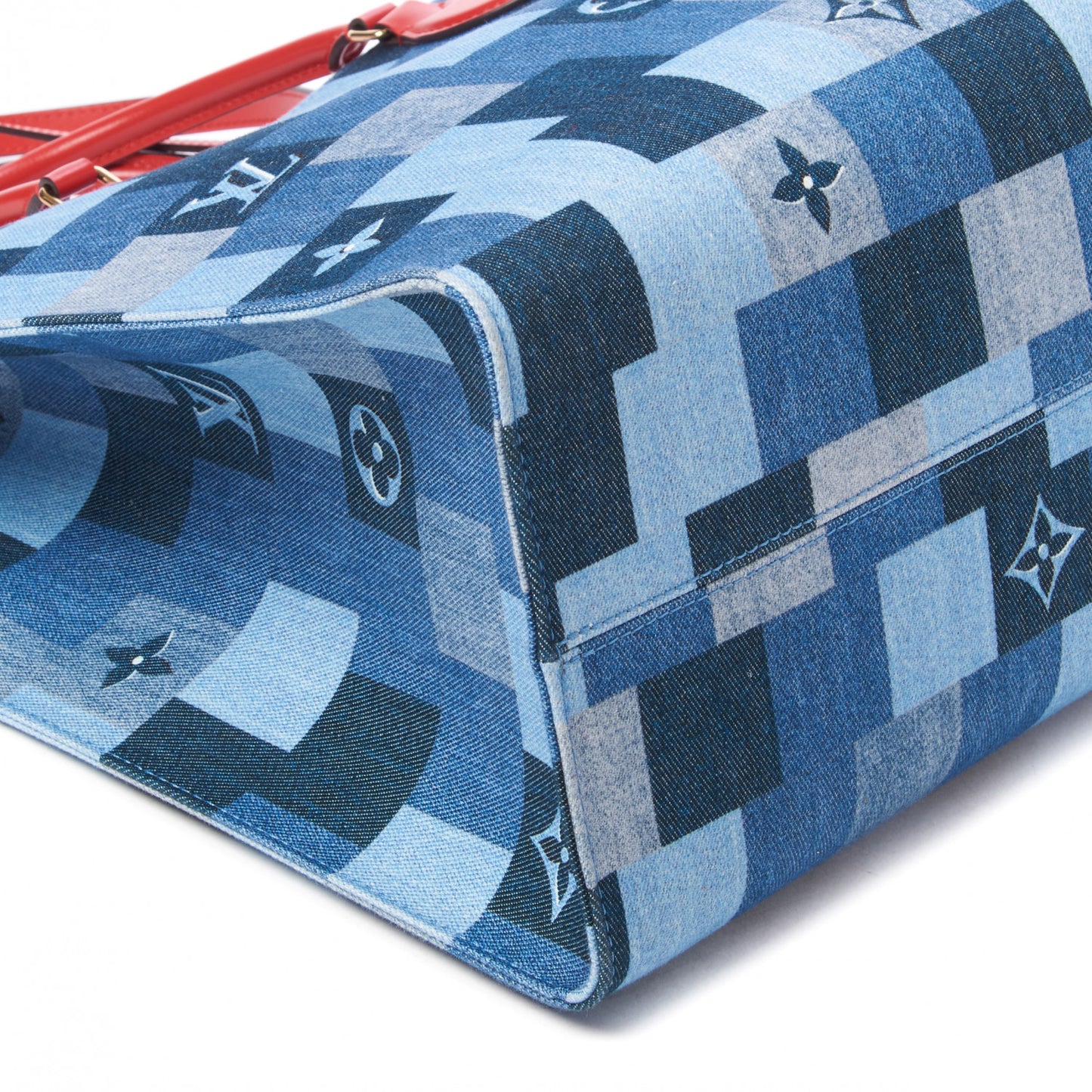 Denim Damier Monogram Onthego Blue Rouge