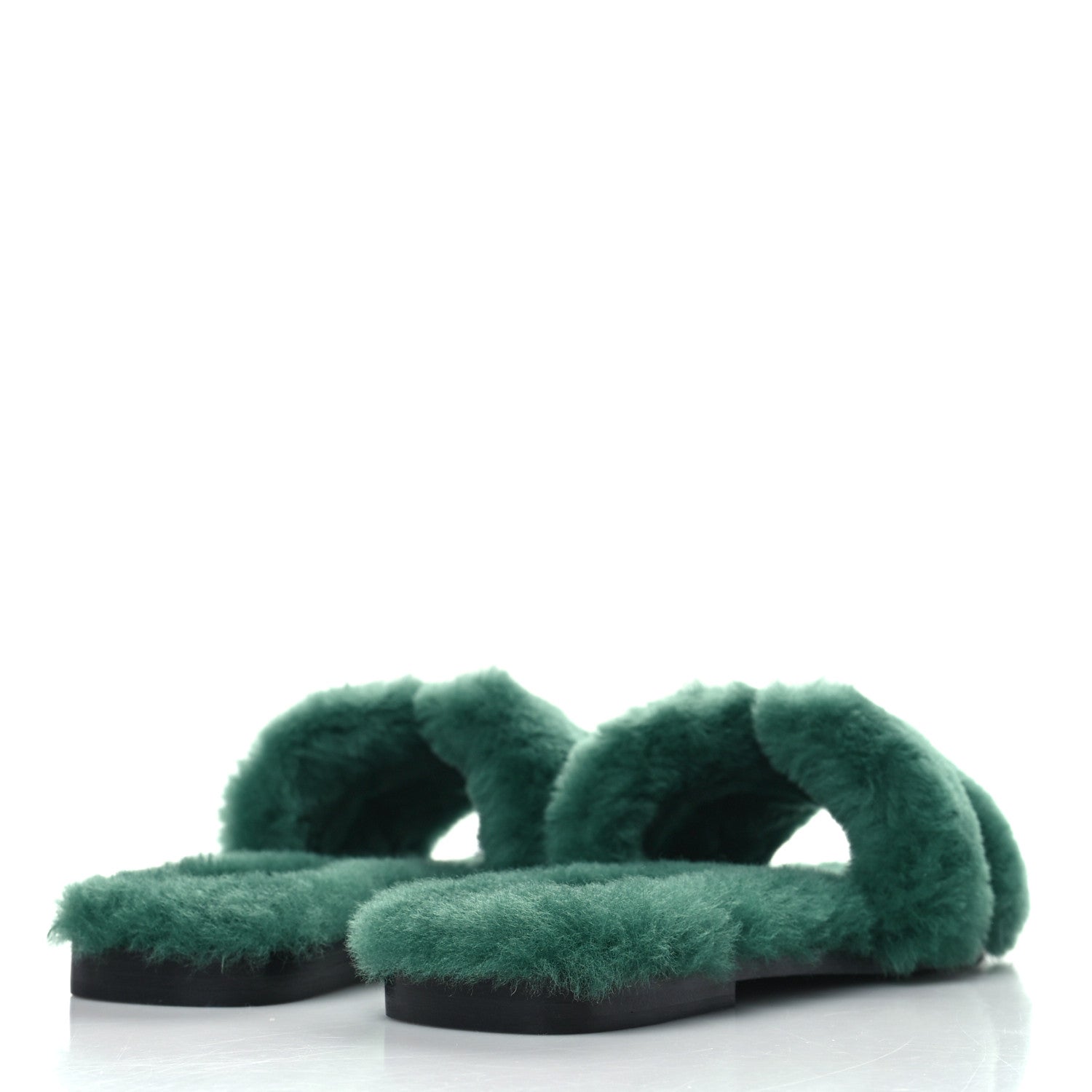 Hermes Woolskin Oran Sandals 36 Vert Anglais 4 of 8