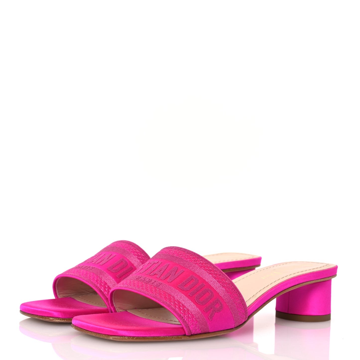 Satin Dioriviera Embroidered Dway 35mm Slide Sandals 37.5 Rani Pink