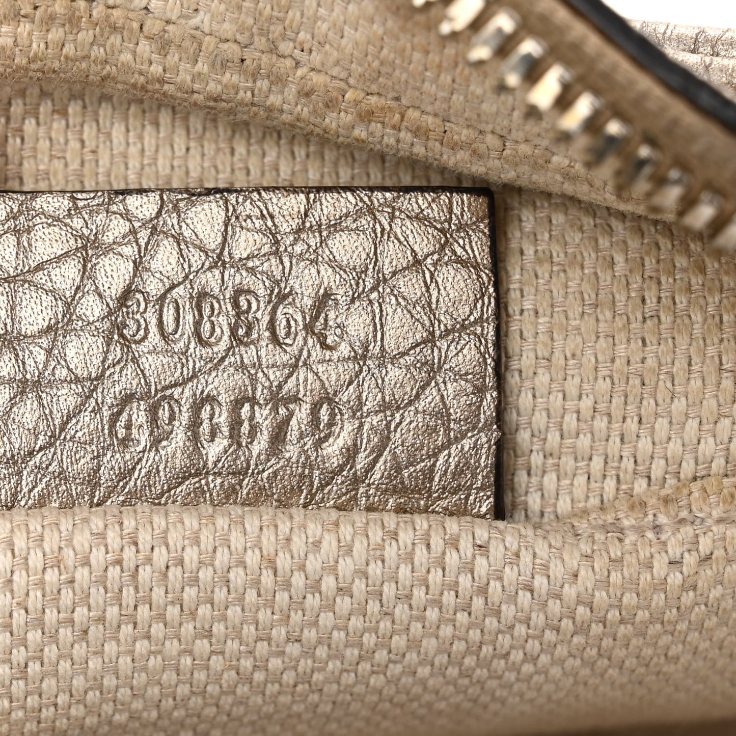 Metallic Pebbled Calfskin Small Soho Disco Bag Golden Beige