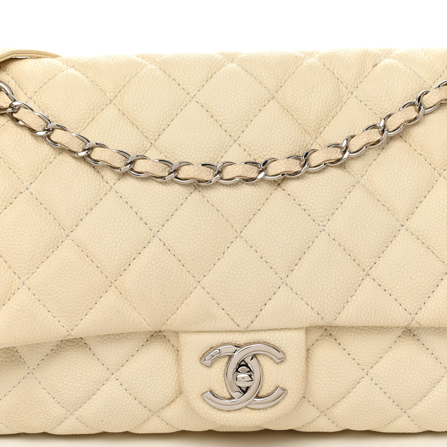 Caviar Quilted Jumbo Easy Flap Beige