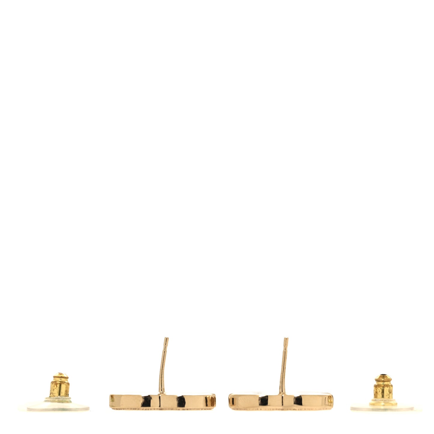 Enamel CC Earrings Gold White