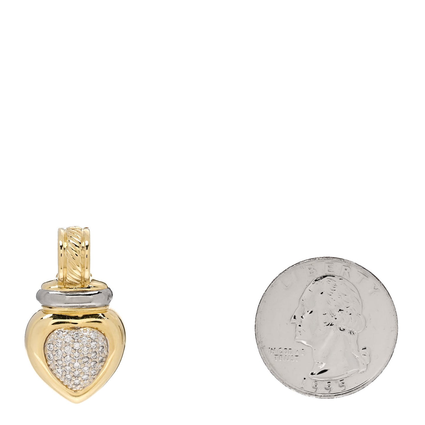 18K Yellow White Gold Diamond Heart Enhancer Pendant
