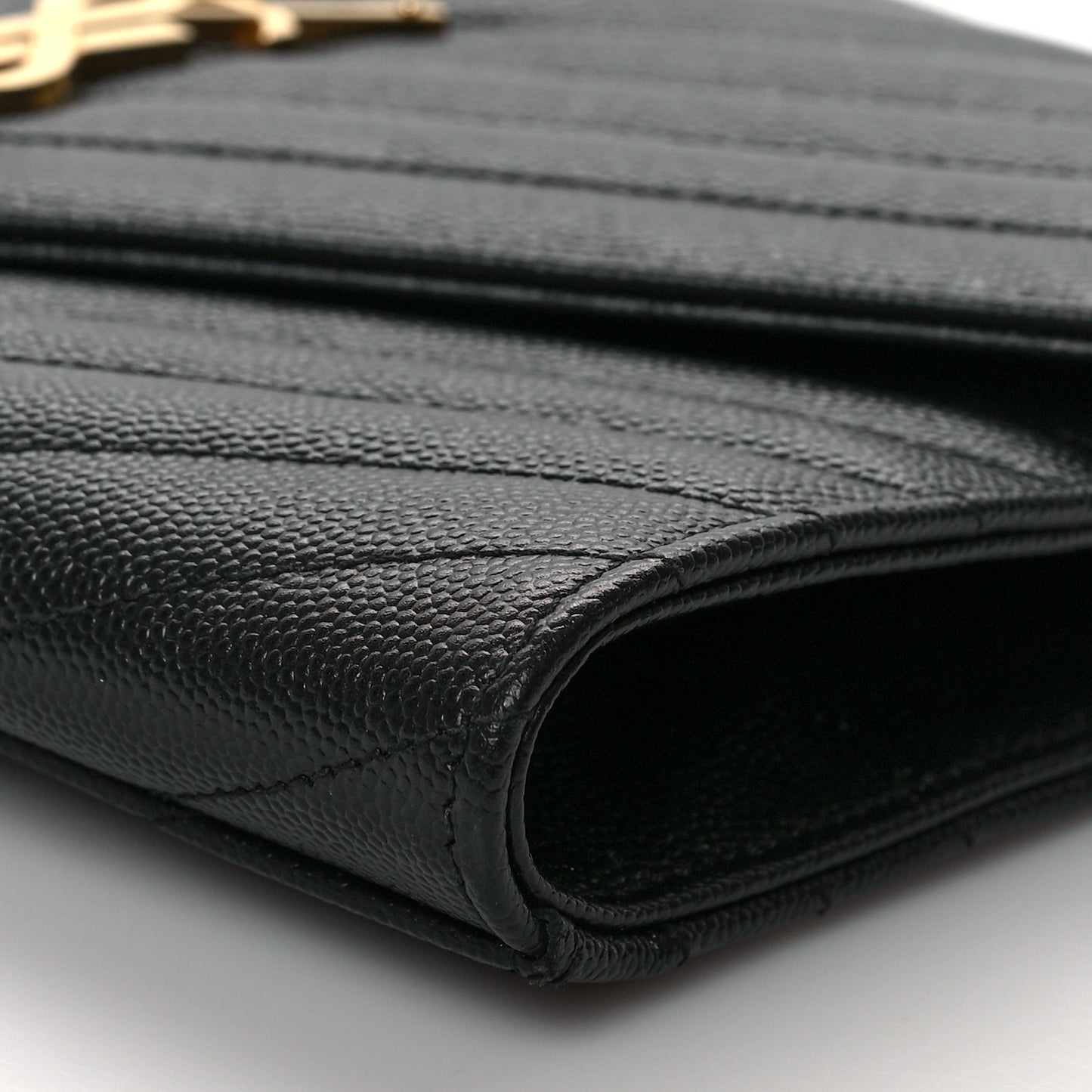 Grain De Poudre Matelasse Chevron Monogram Envelope Clutch Black