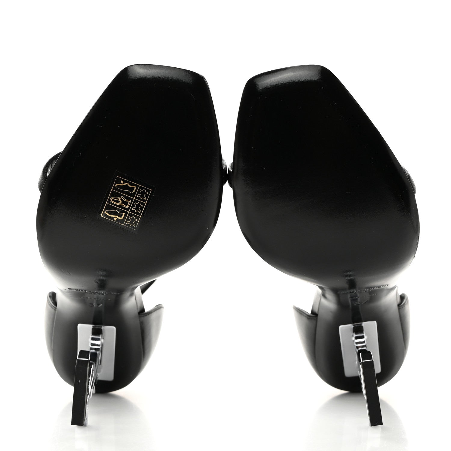 Saint Laurent Calfskin Opyum 110 Sandals 37 Black Silver 5 of 9