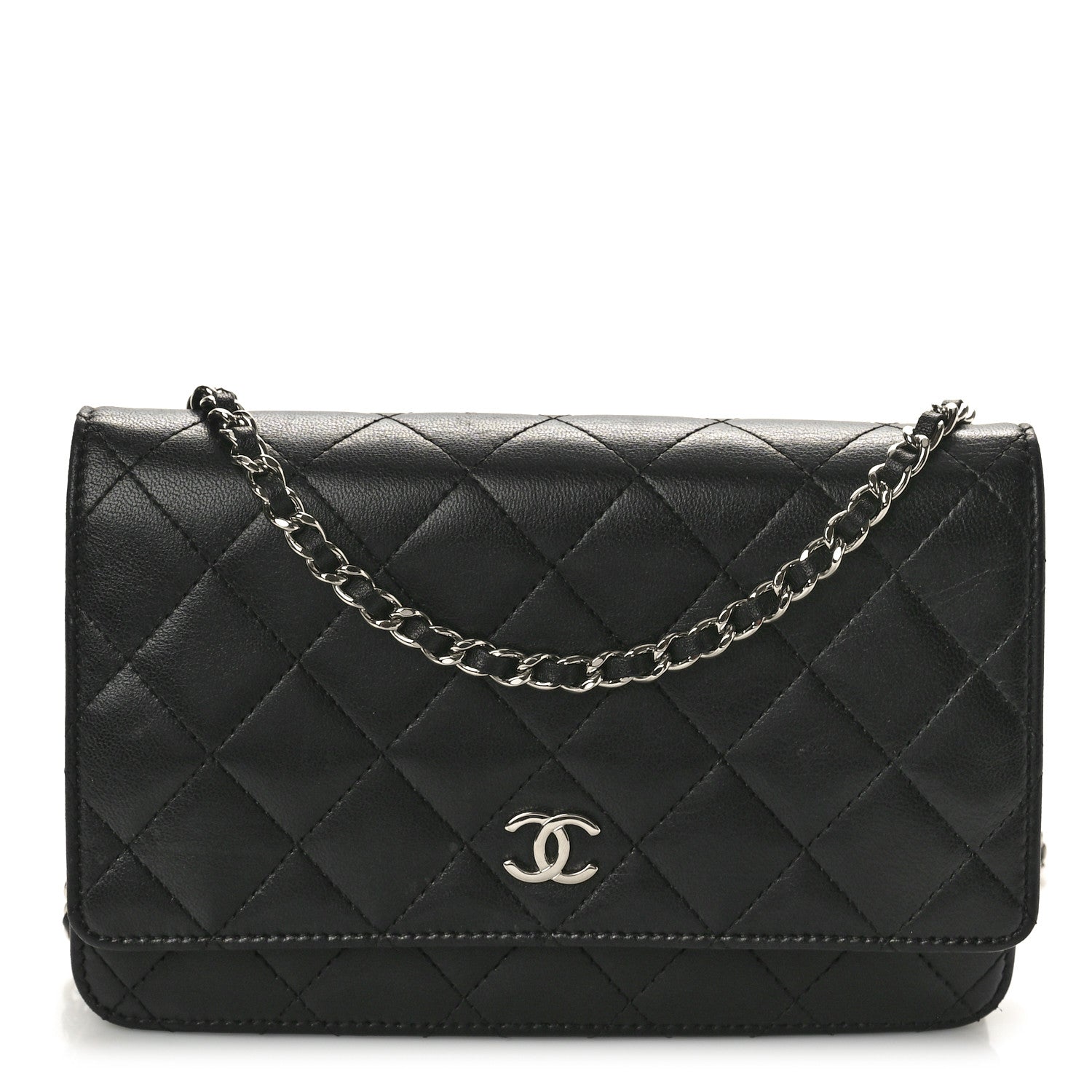 Chanel Lambskin Quilted Wallet On Chain WOC Black 1 of 11