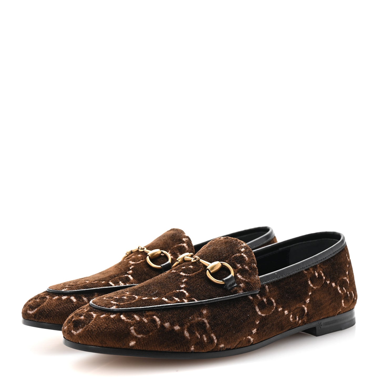 Velvet GG Monogram Horsebit Womens Jordaan Loafers 36 Brown Black