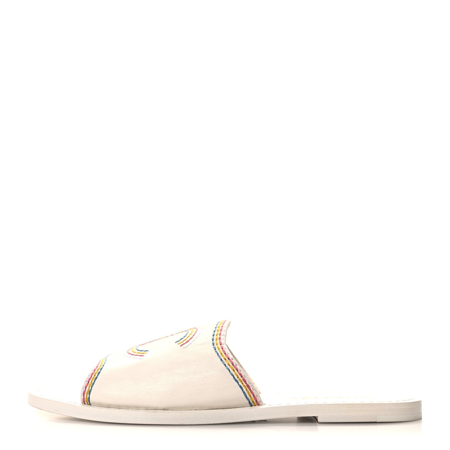Calfskin Embroidered CC Sandal Mule 38 White