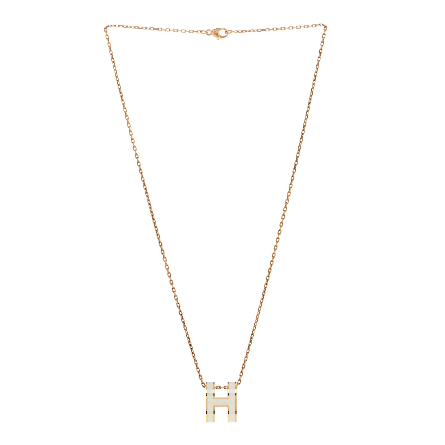 Lacquered Rose Gold Pop H Pendant Necklace White
