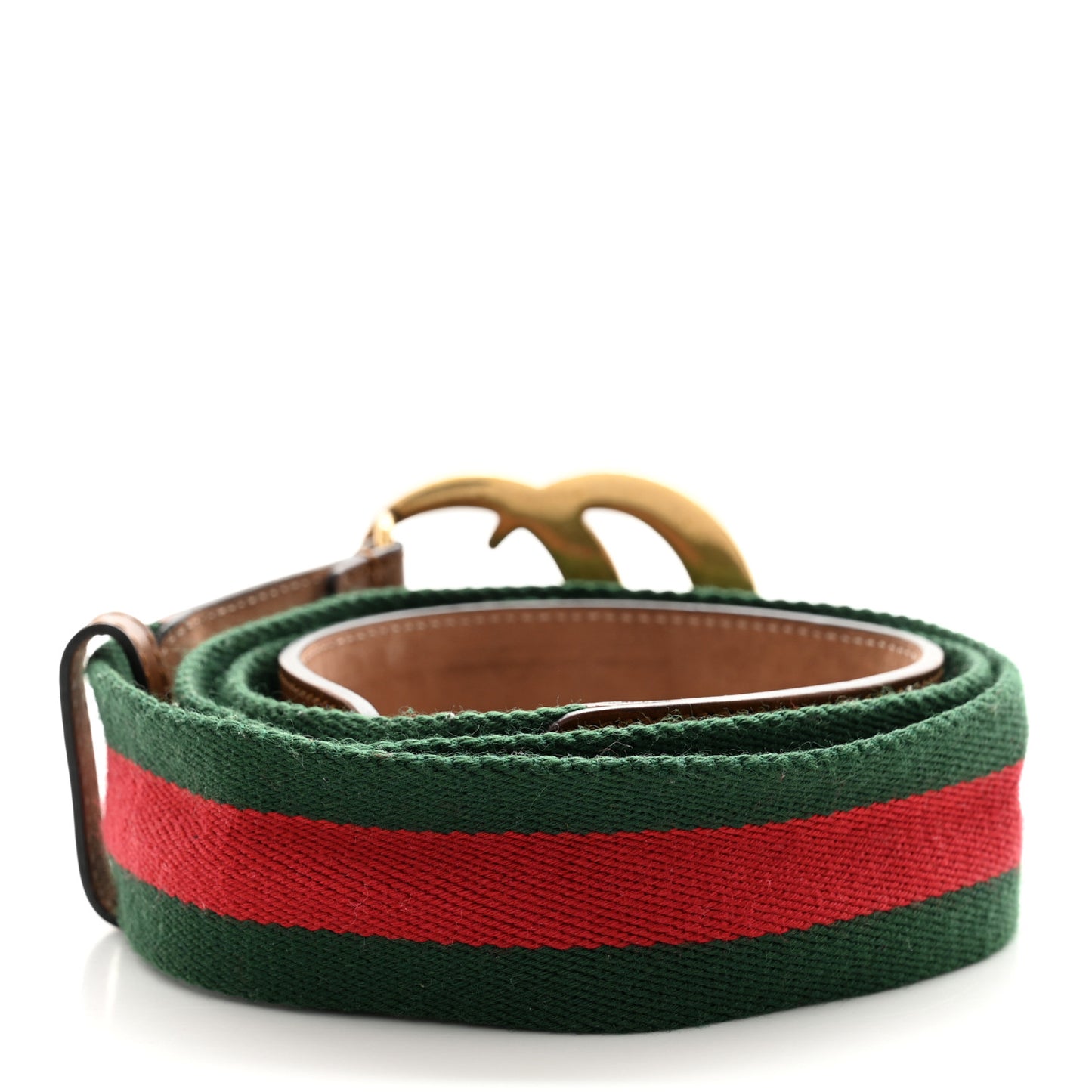 Nylon Calfskin Double G Web 40mm Belt Green Red Cuir