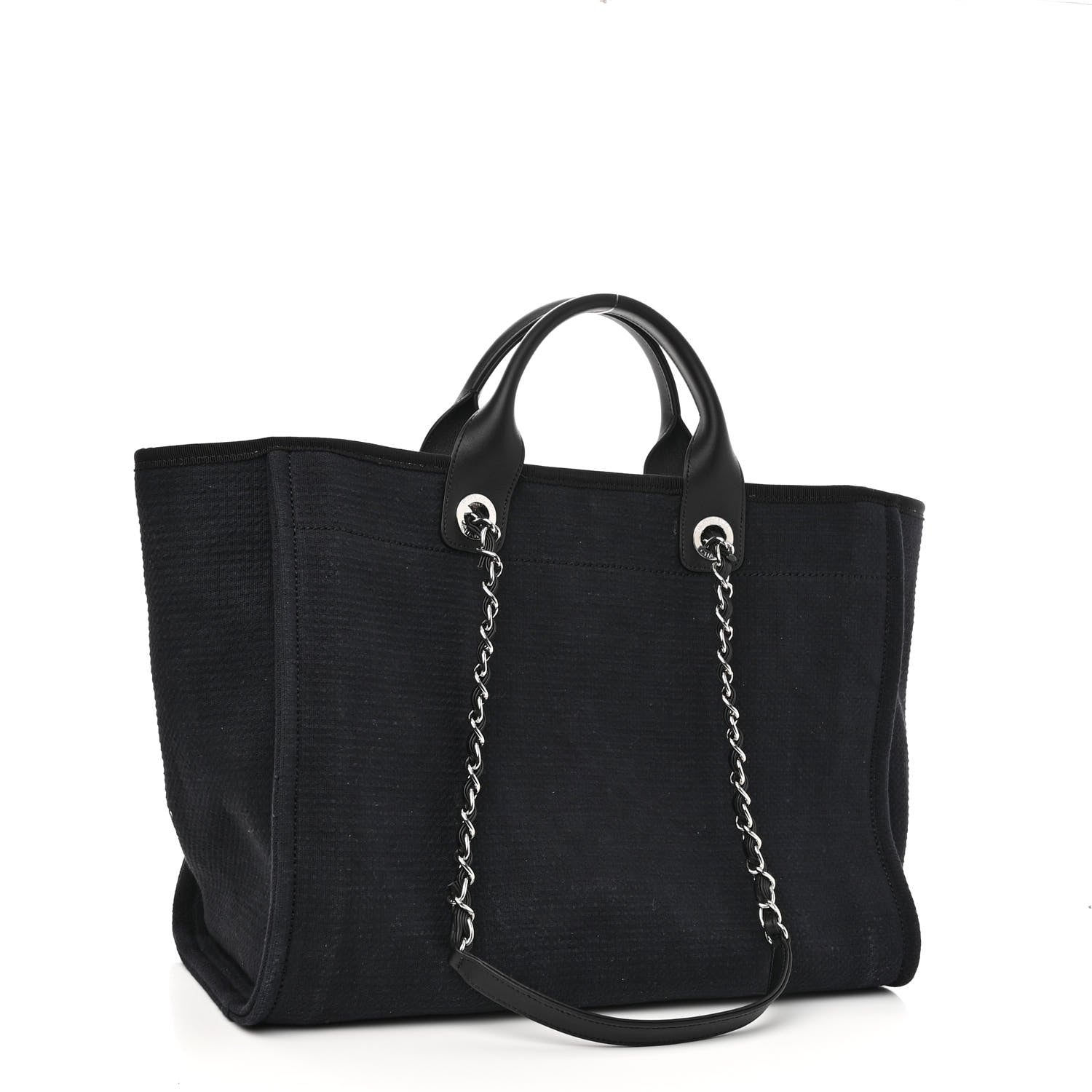 Chanel Mixed Fibers Medium Deauville Tote Black 4 of 10