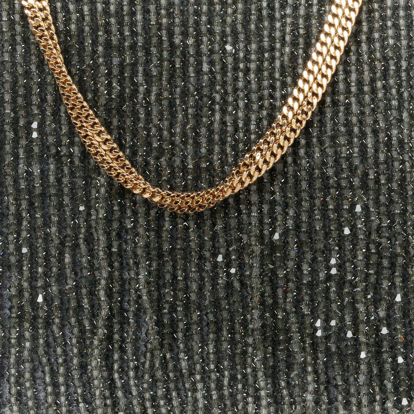 Flannel Bead Embroidered Small Peekaboo I SEE U East West Chain Satchel Grigio Bois de Rose