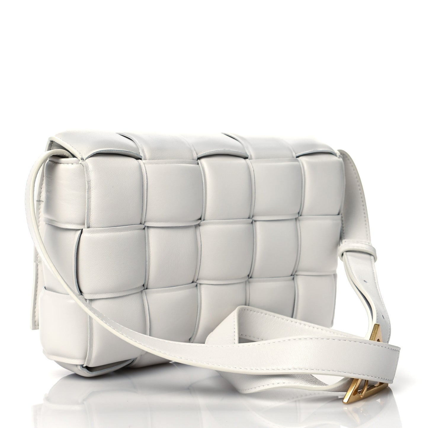 Nappa Maxi Intreccio Padded Cassette Crossbody Bag Chalk
