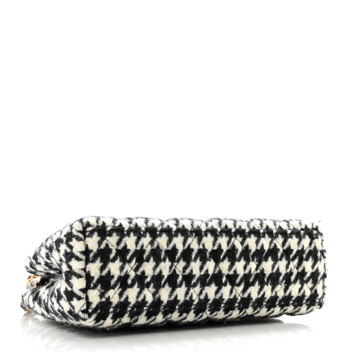 Tweed Houndstooth Quilted Nano Kelly Shopper Black White