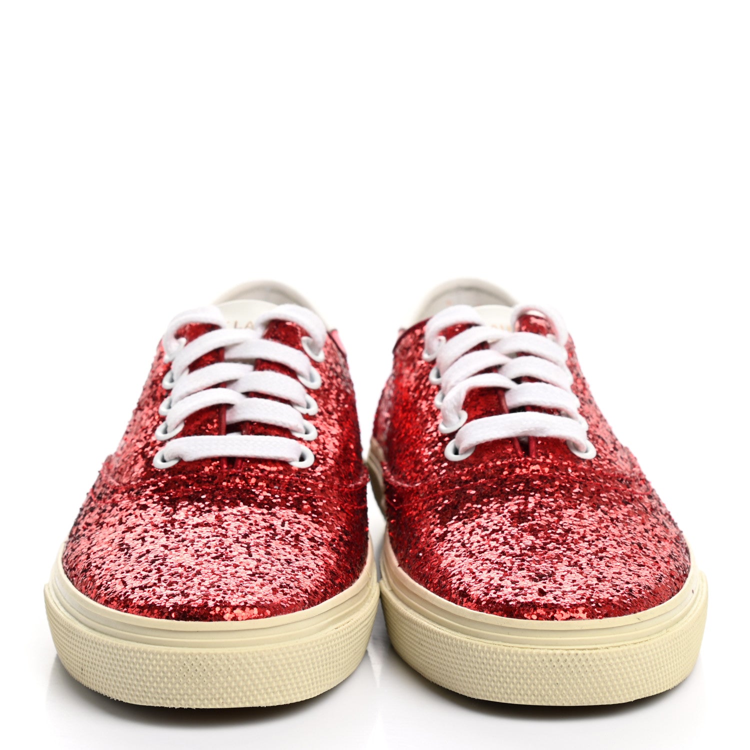Saint Laurent Calfskin Crystal Glitter Venice Low Top Sneakers 38 Red 2 of 10