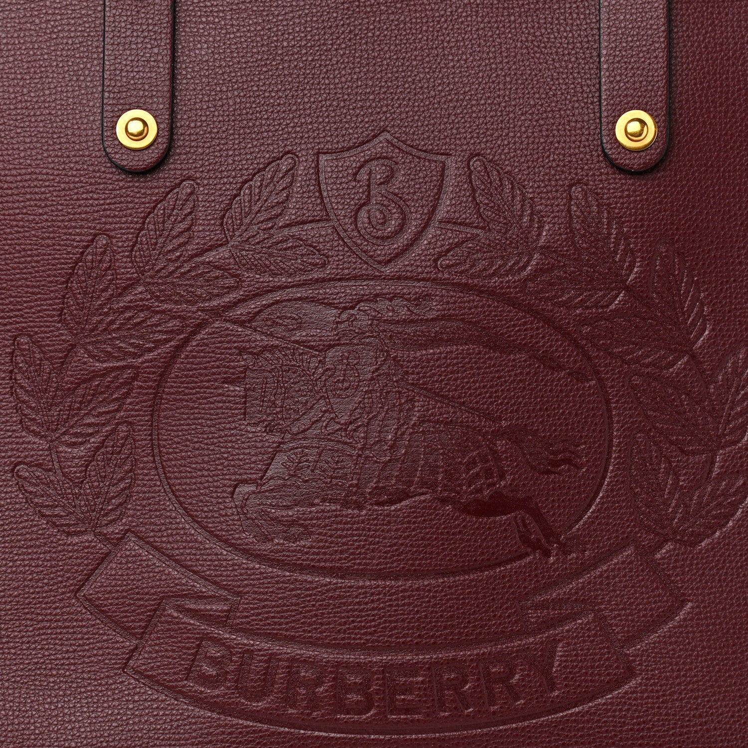 Burberry Calfskin Crest Embossed Small Tote Burgundy 7 of 10