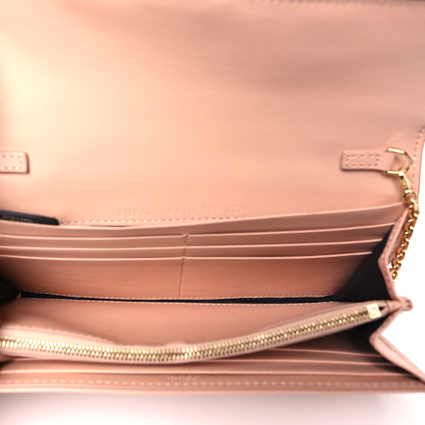 Nappa Matisse FF Embossed Continental Wallet On Chain Light Pink