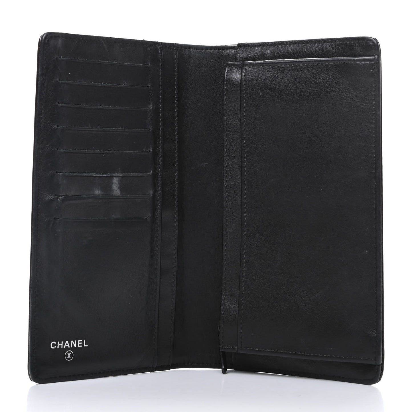Grained Patent CC Yen Wallet Black
