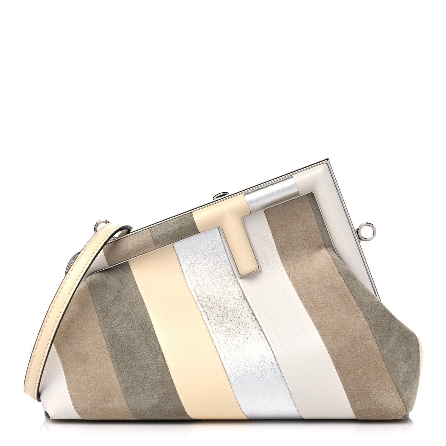 Fendi Nappa Suede Striped Inlay Small Fendi First Multicolor