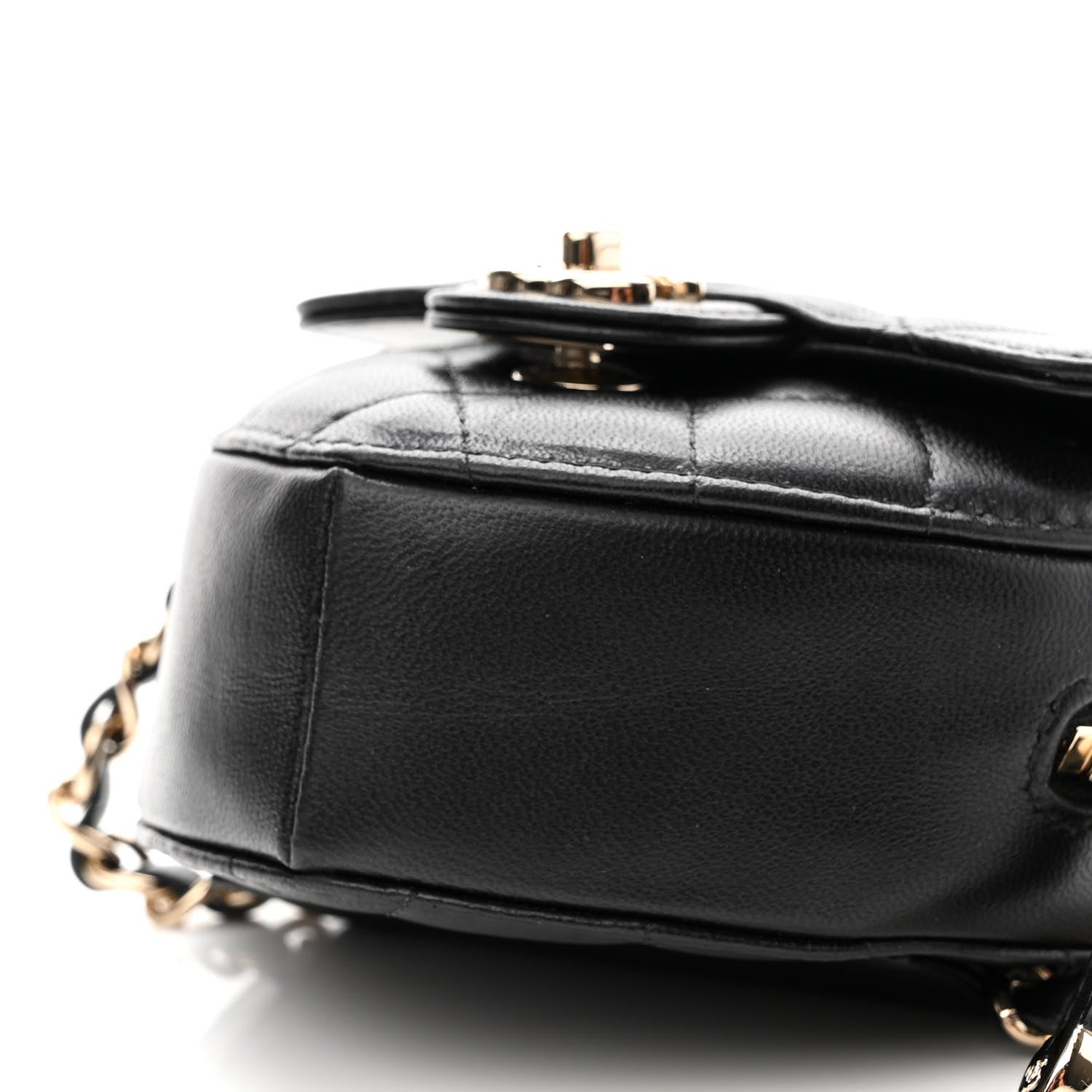 Chanel Lambskin Quilted CC In Love Heart Waist Belt Bag With Chain Black 10 of 10