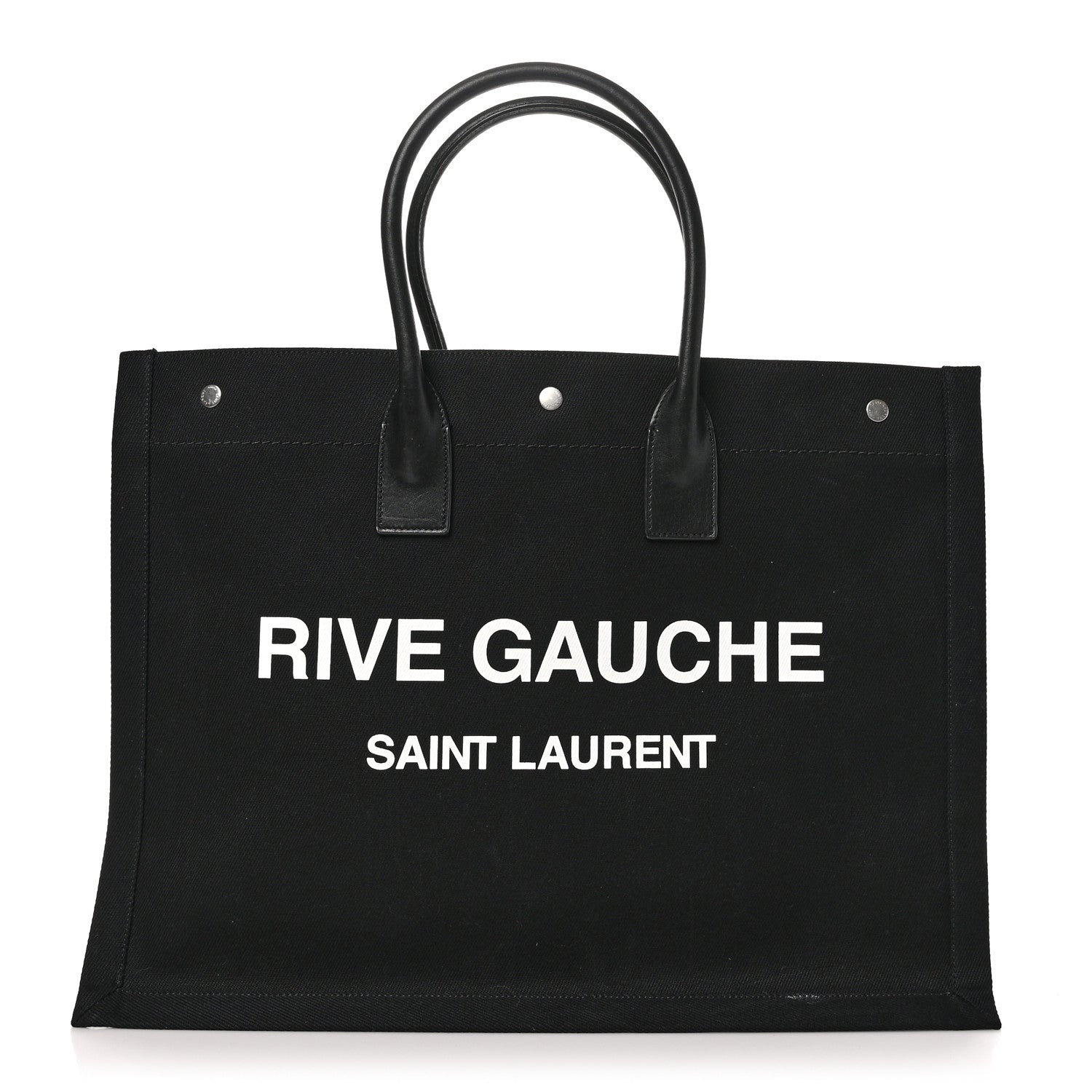 Saint Laurent Linen Calfskin Rive Gauche Tote Black 1 of 10
