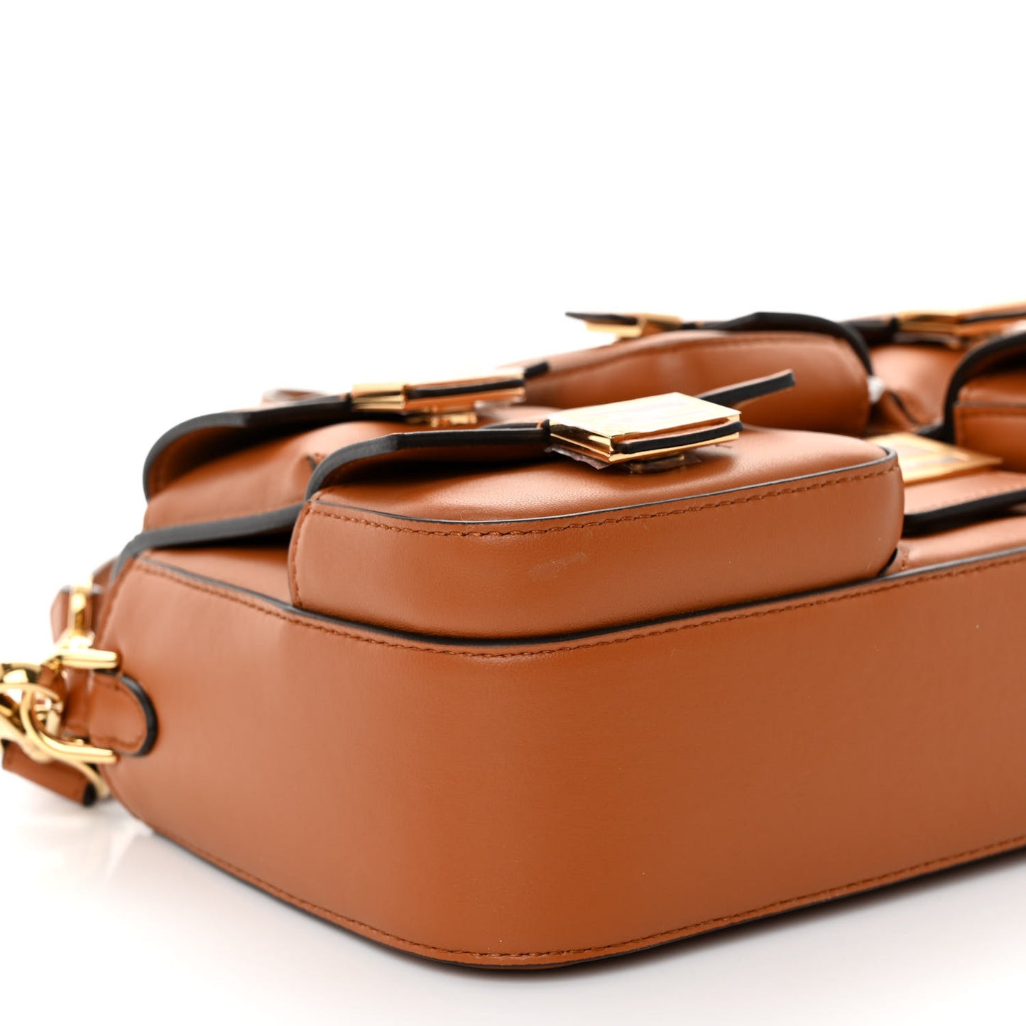 Shiny Nappa Multipocket Baguette Brandy