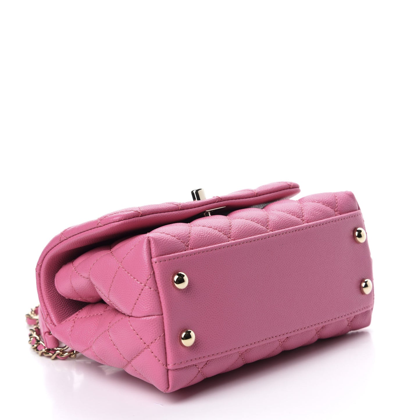 Caviar Quilted Lizard Embossed Extra Mini Coco Handle Flap Pink