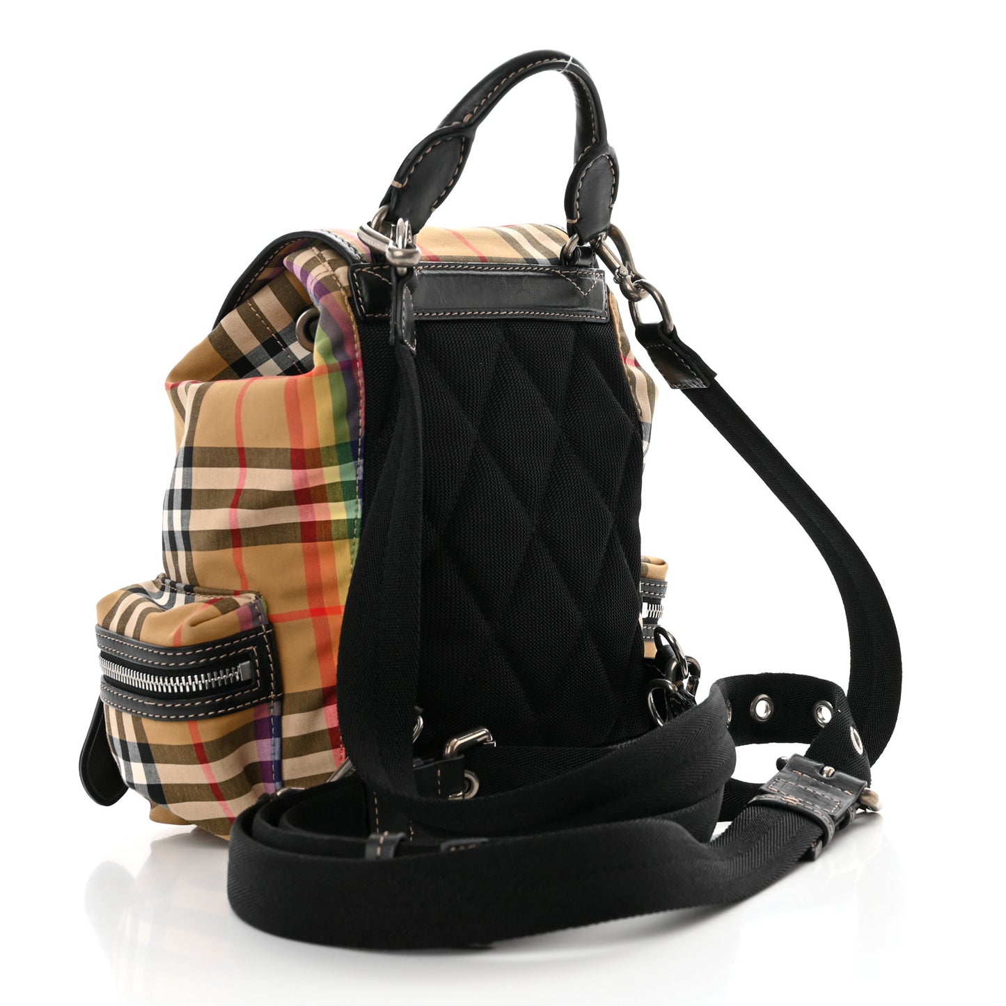 Vintage Rainbow Check Small Rucksack Backpack Antique Yellow