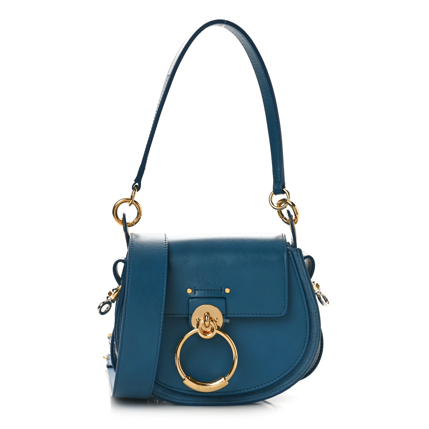 Calfskin Suede Small Tess Bag Vinyl Blue