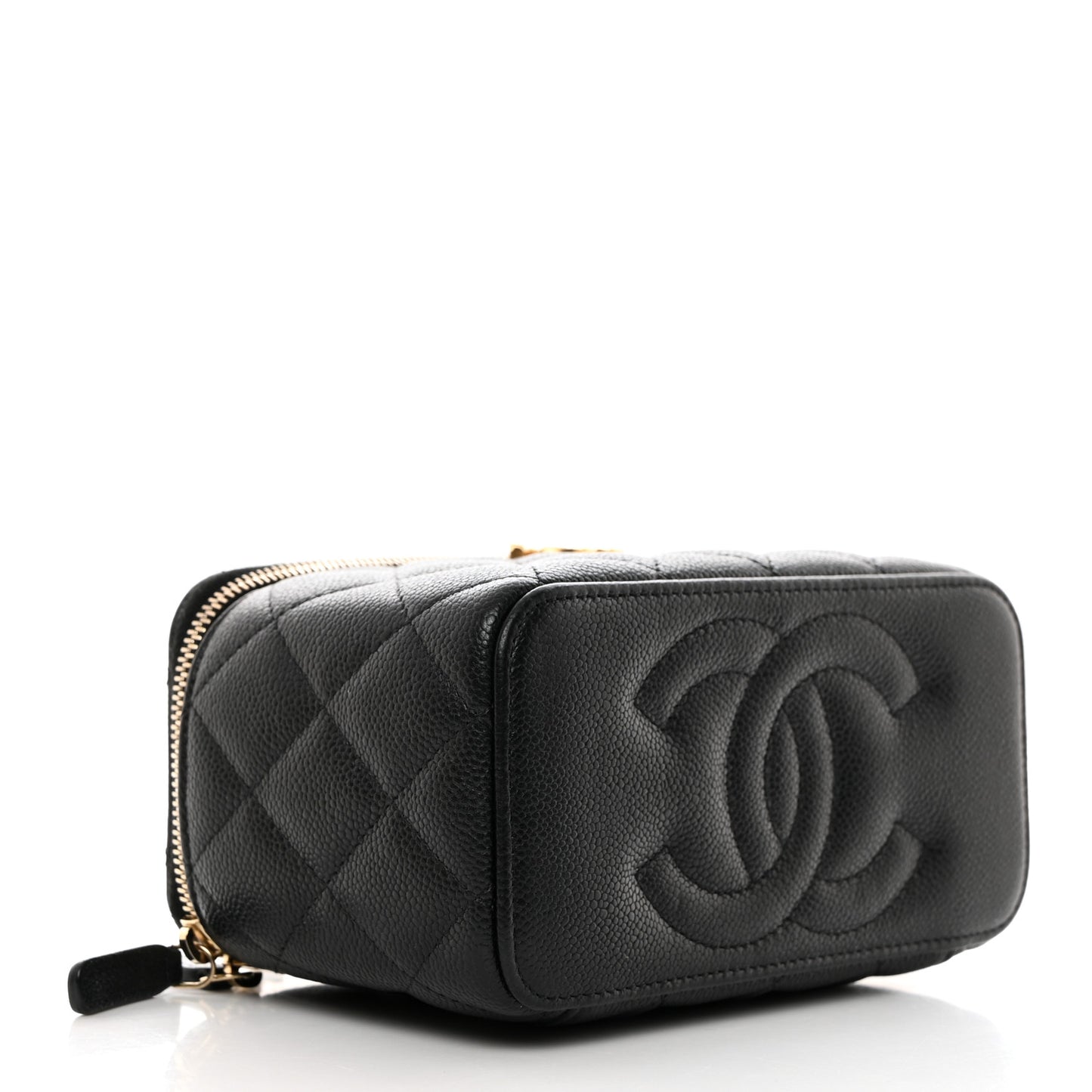 Caviar Quilted Sweetheart Vanity Case Black