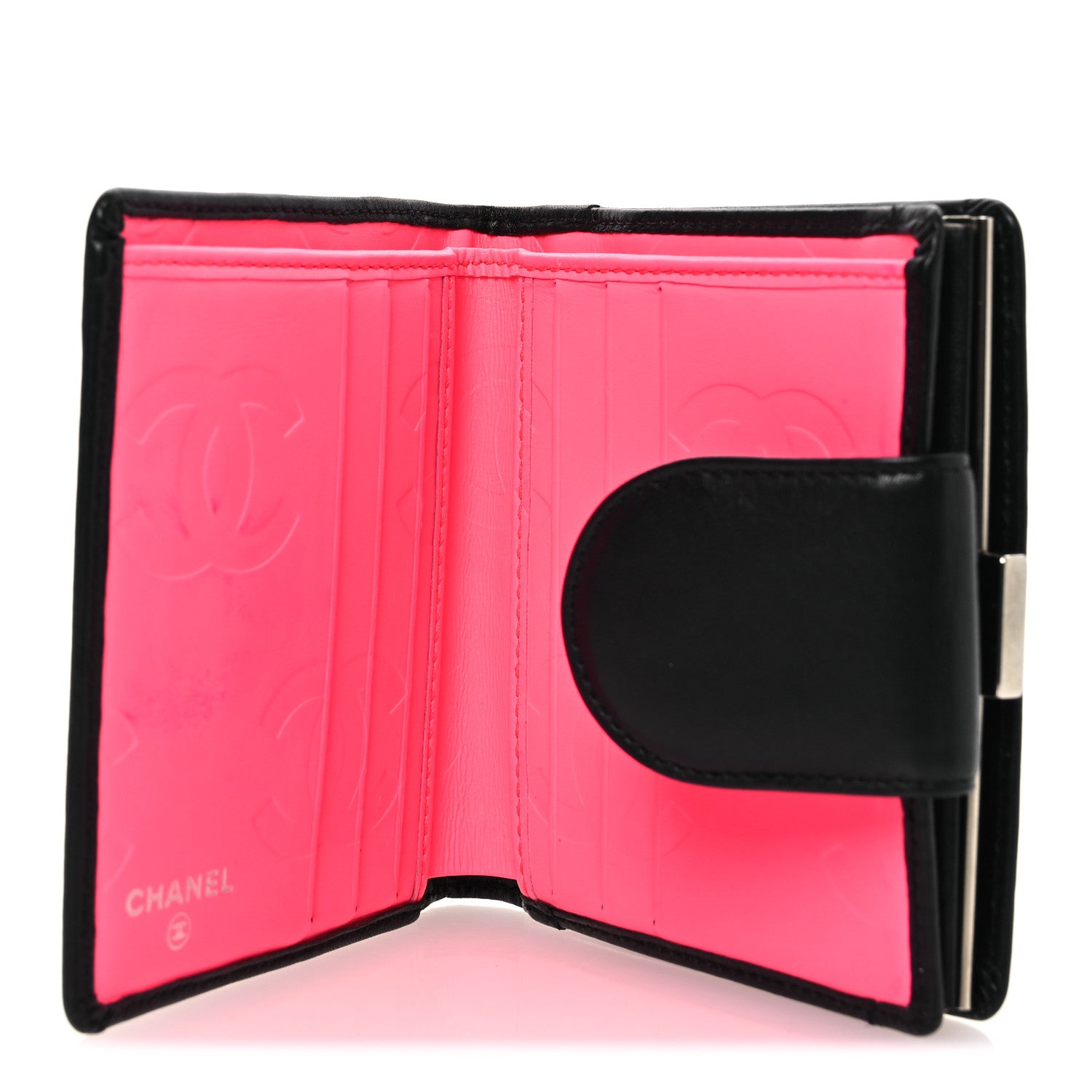 Chanel Calfskin Quilted Cambon Bi-fold Wallet Black White 5 of 10