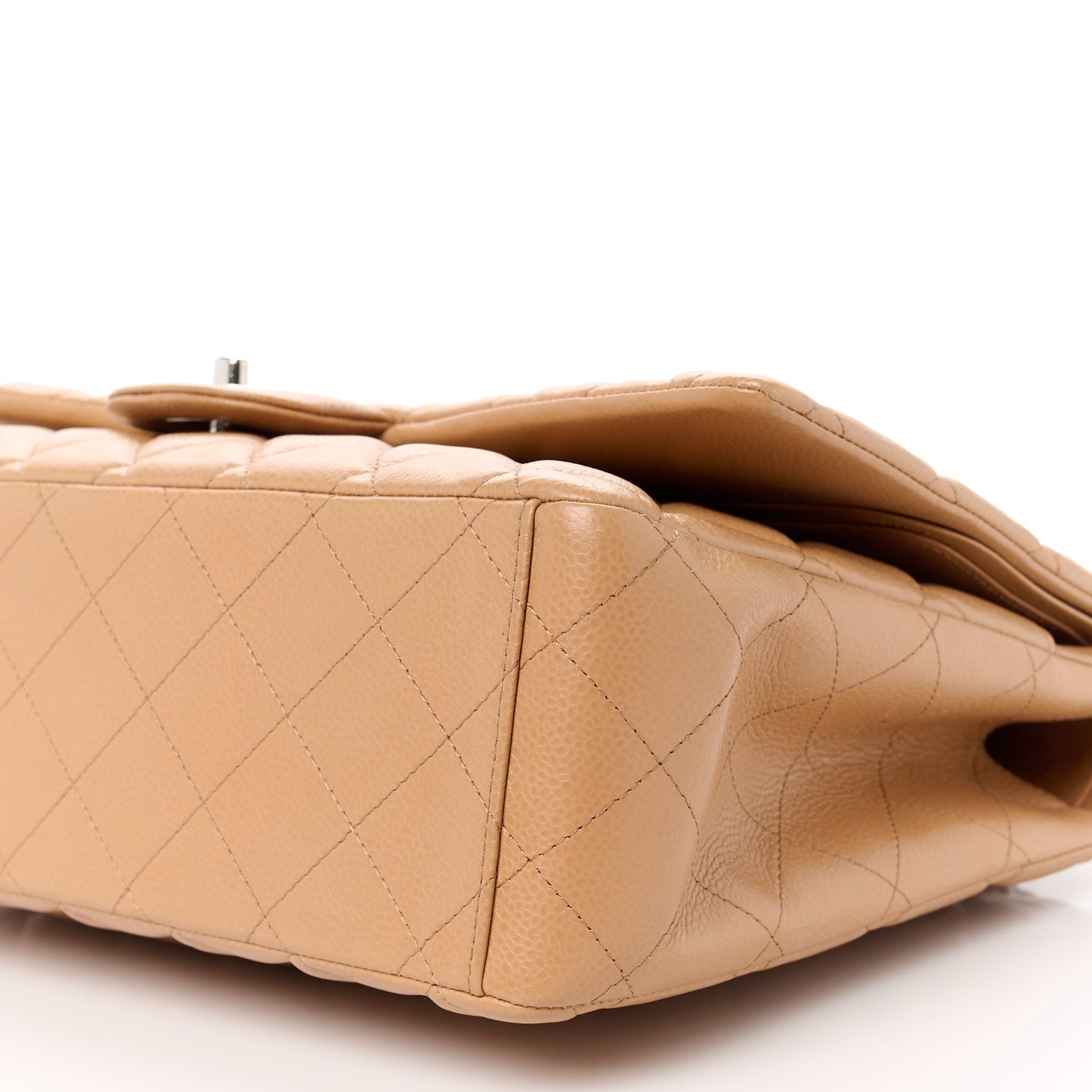 Caviar Quilted Maxi Double Flap Dark Beige
