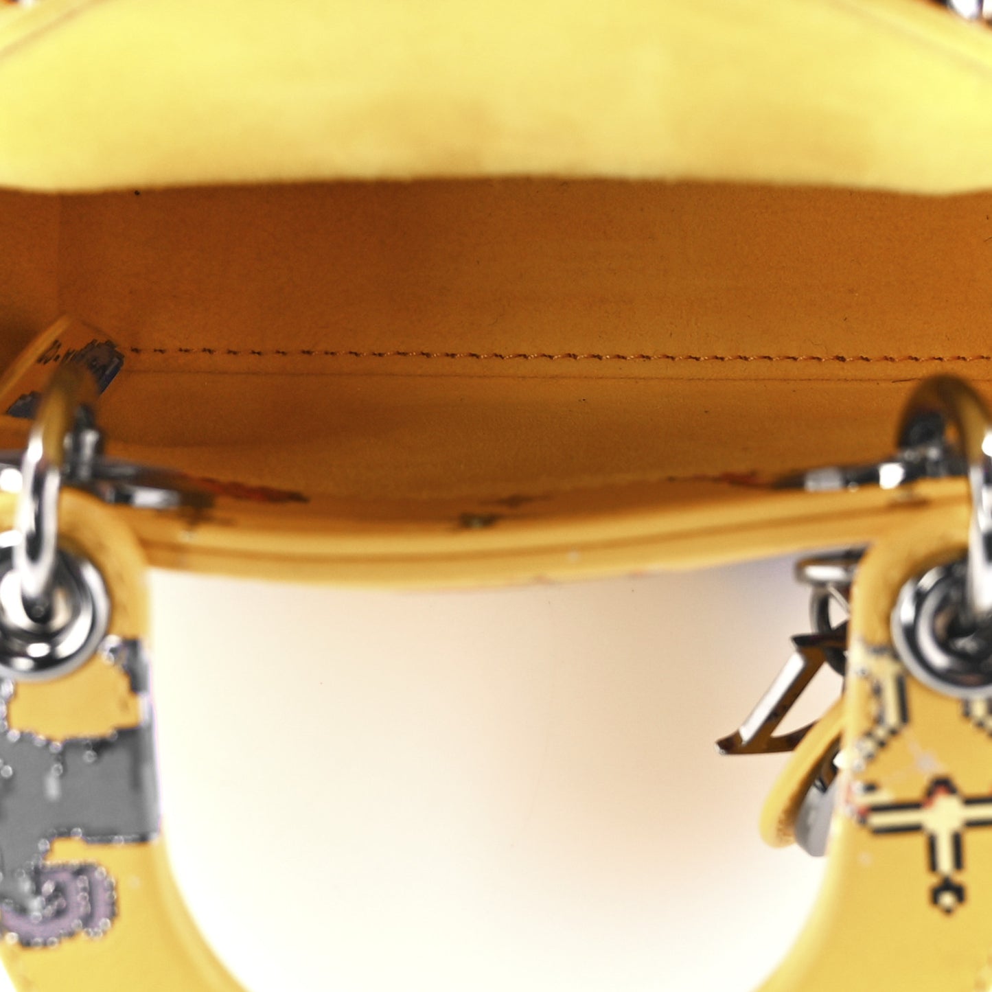 Calfskin Pixel Zodiac Micro Lady Dior Yellow Multicolor